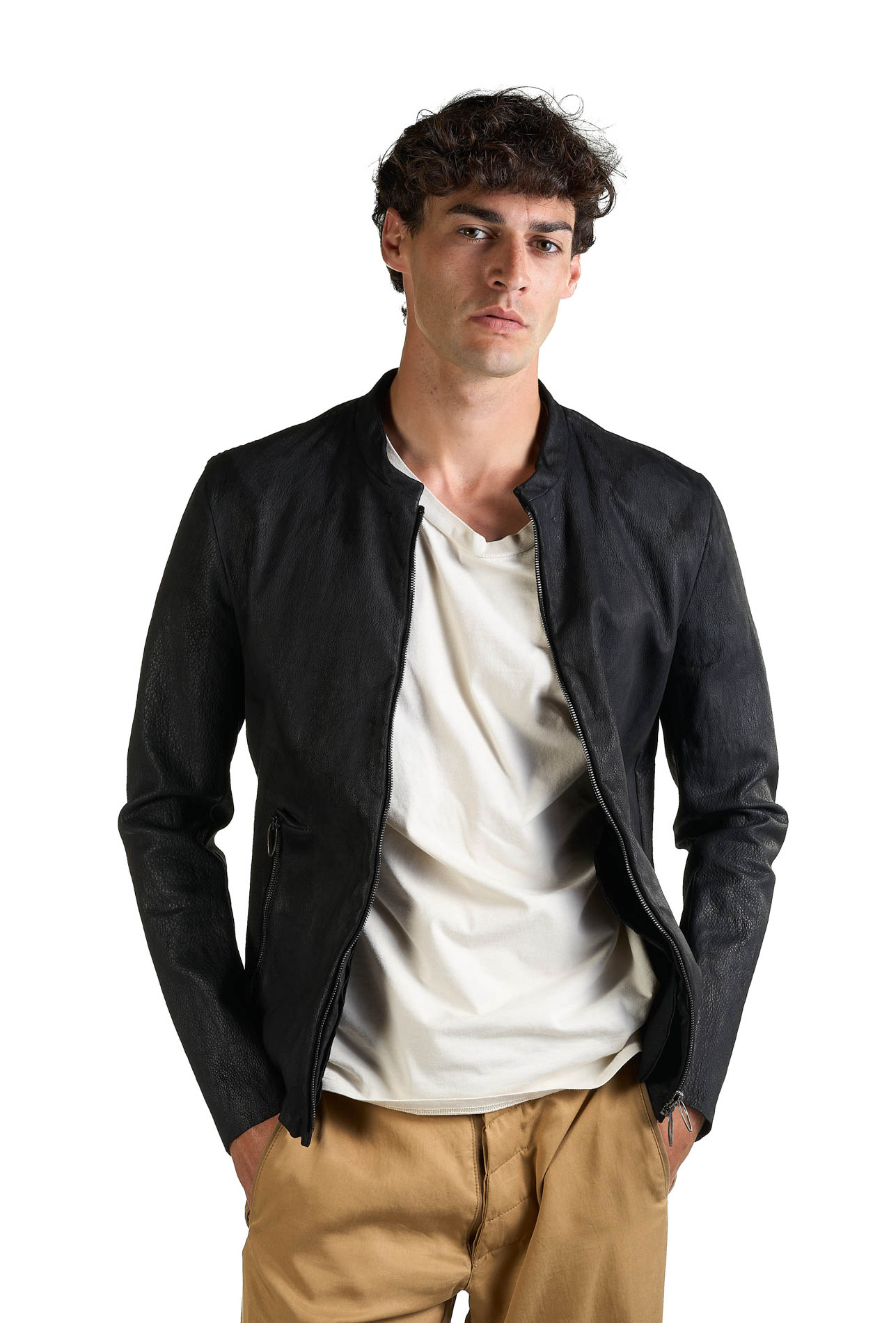 DANIELE BASTA LEATHER AND SILVER JACKET
